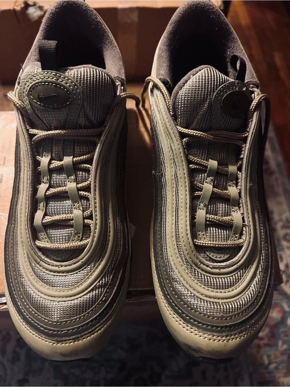 Nike women’s Air Max 97 in Olive Green . Size 8.5. Gently used.